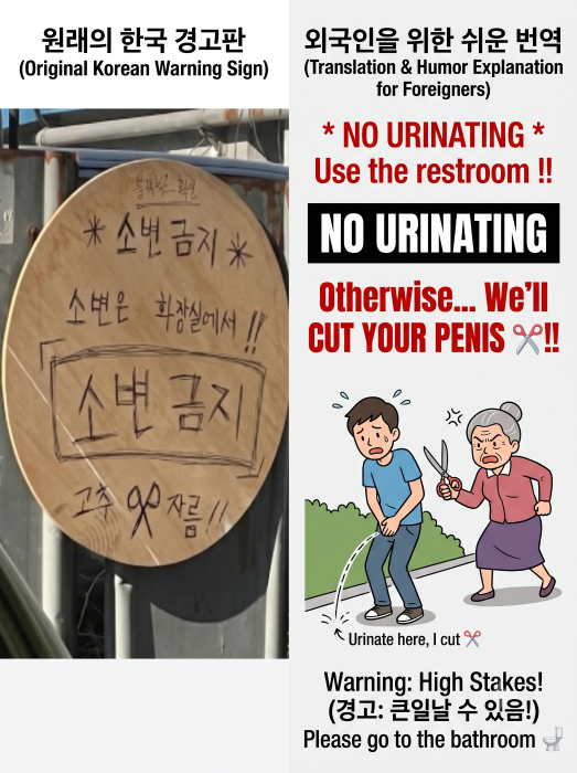 No peeing on the wall!